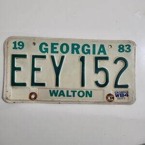 Vintage 1983 Georgia License Plate Automotive Collectible Walton County
